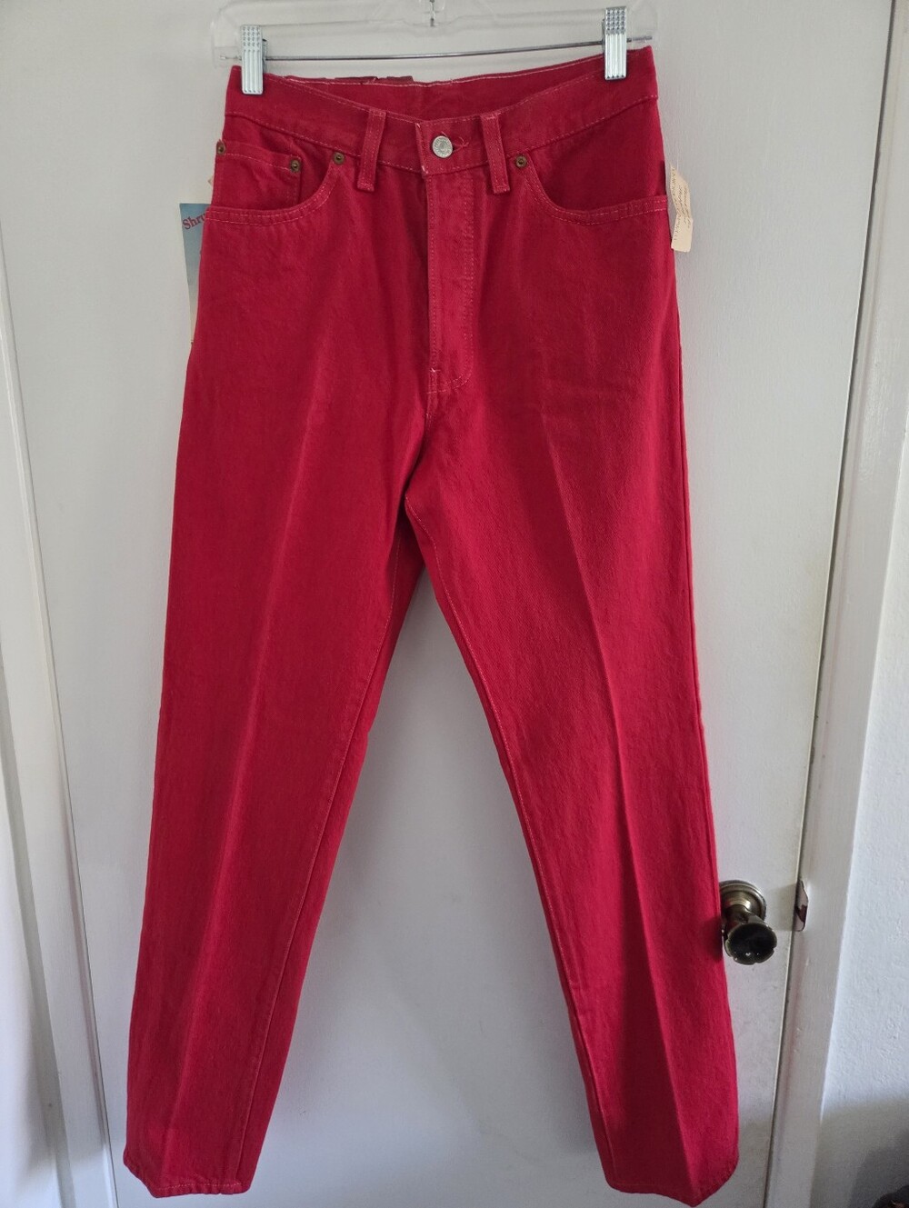NWT VTG Late 80s/90's Levi 501 Denim Jeans Made in USA Size 28 X 32 Vibrant Red